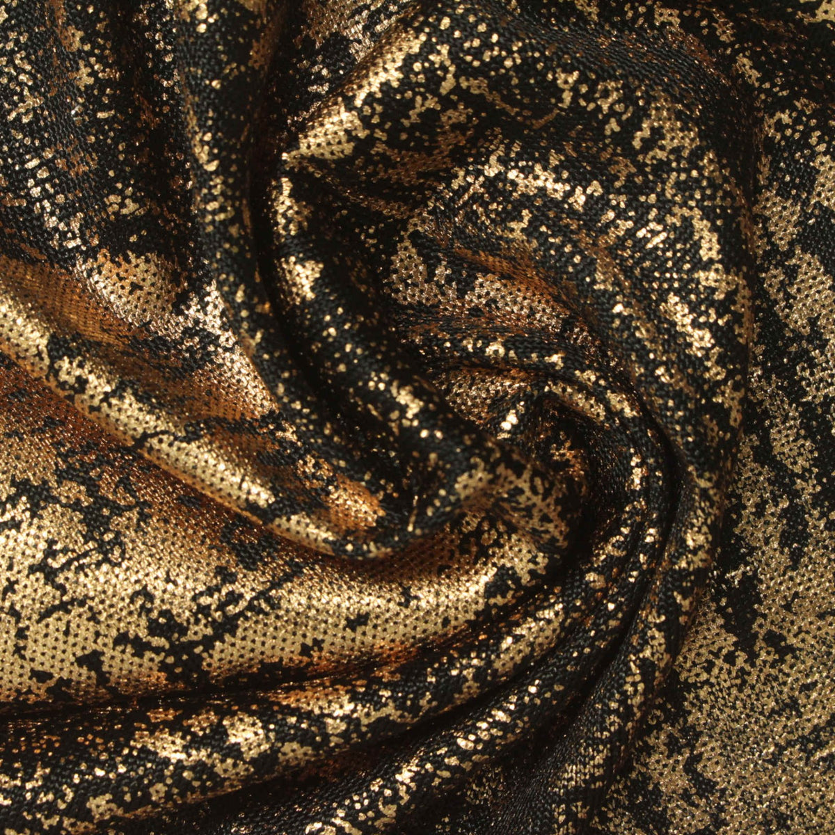 Gold Abstract Jersey Knit, Polyester, 160 gsm