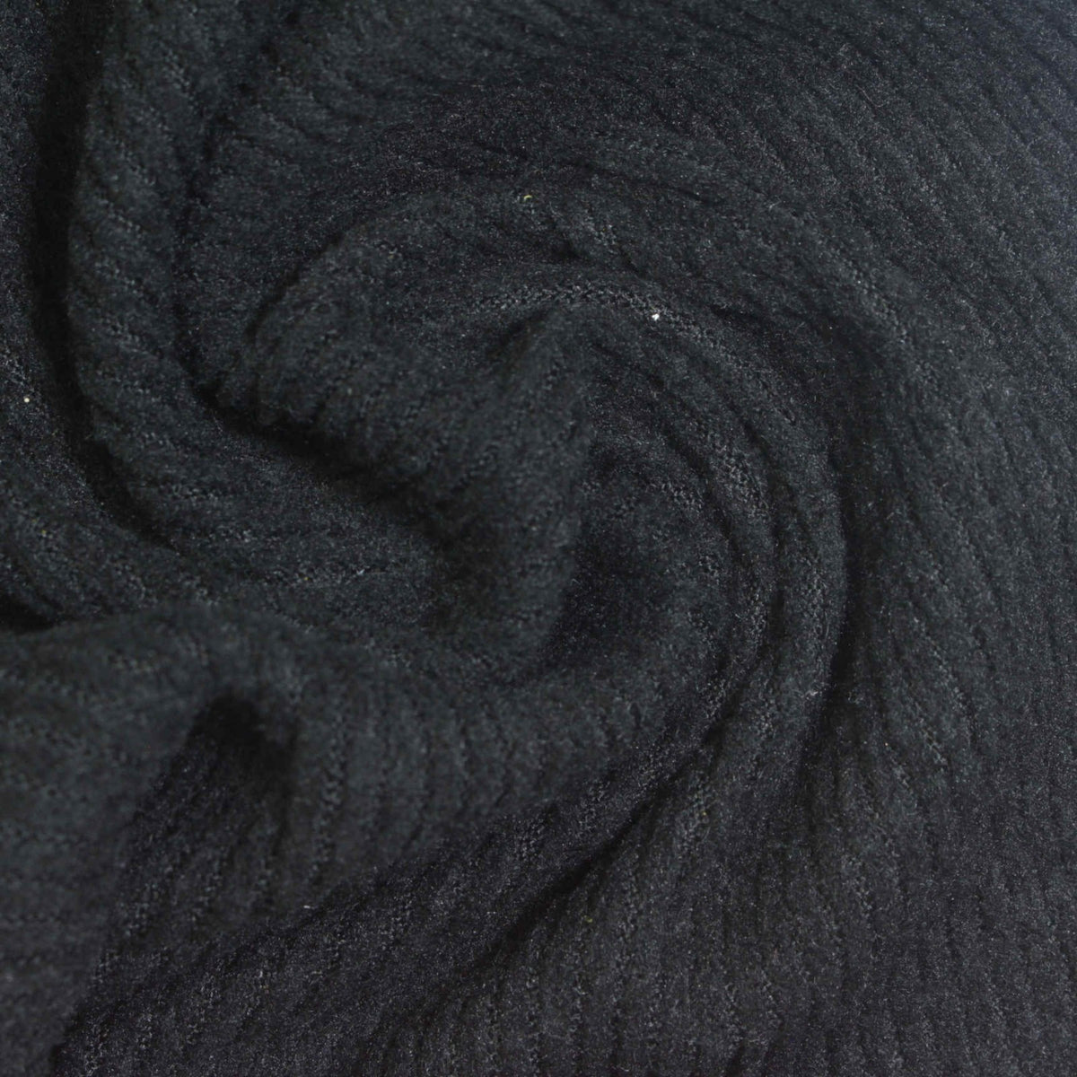 Brushed Polyester Stretch Rib Knit Fabric, 160 gsm — Black