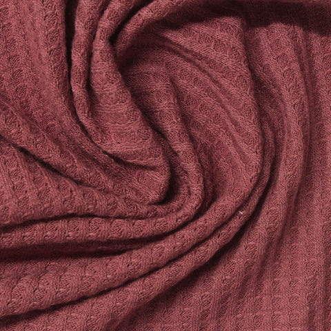 Polyester Viscose Stretch Waffle Knit Fabric, 170 gsm — Red