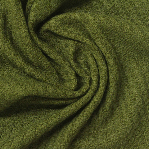 Polyester Viscose Stretch Waffle Knit Fabric, 170 gsm — Green