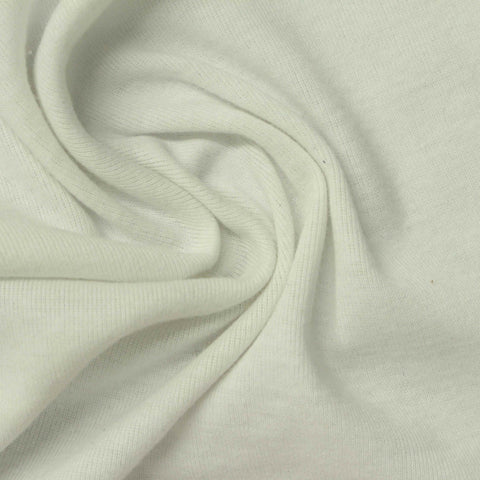 100% Cotton Rib Knit Fabric, 200 gsm — White