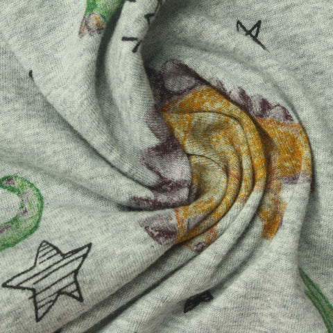 Orange Cartoon-Dinosaur Rib Knit, Cotton