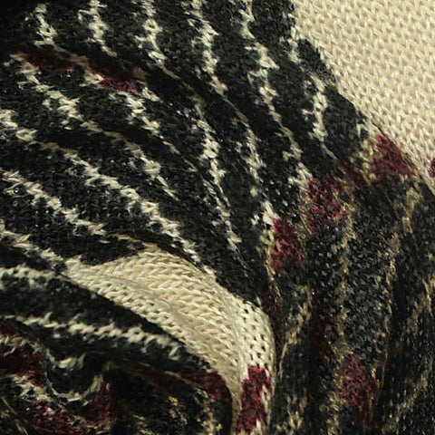 Black Plaid Chunky Knit, Polyester