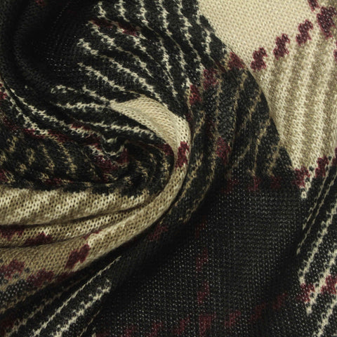 Black Plaid Chunky Knit, Polyester