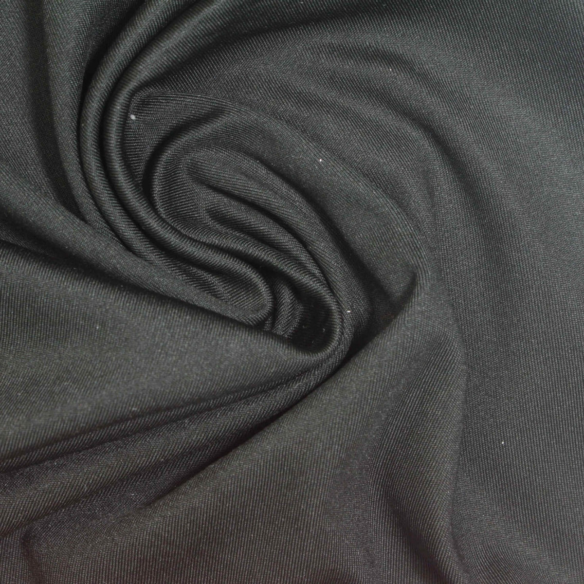Polyester Stretch Sateen Fabric, 220 gsm — Black