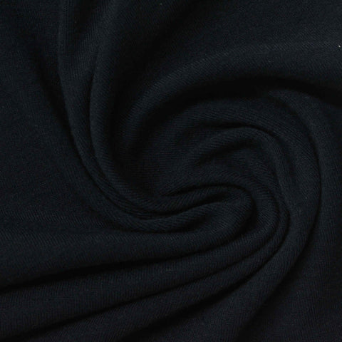 Polyester Stretch Rib Knit Fabric, 300 gsm — Black