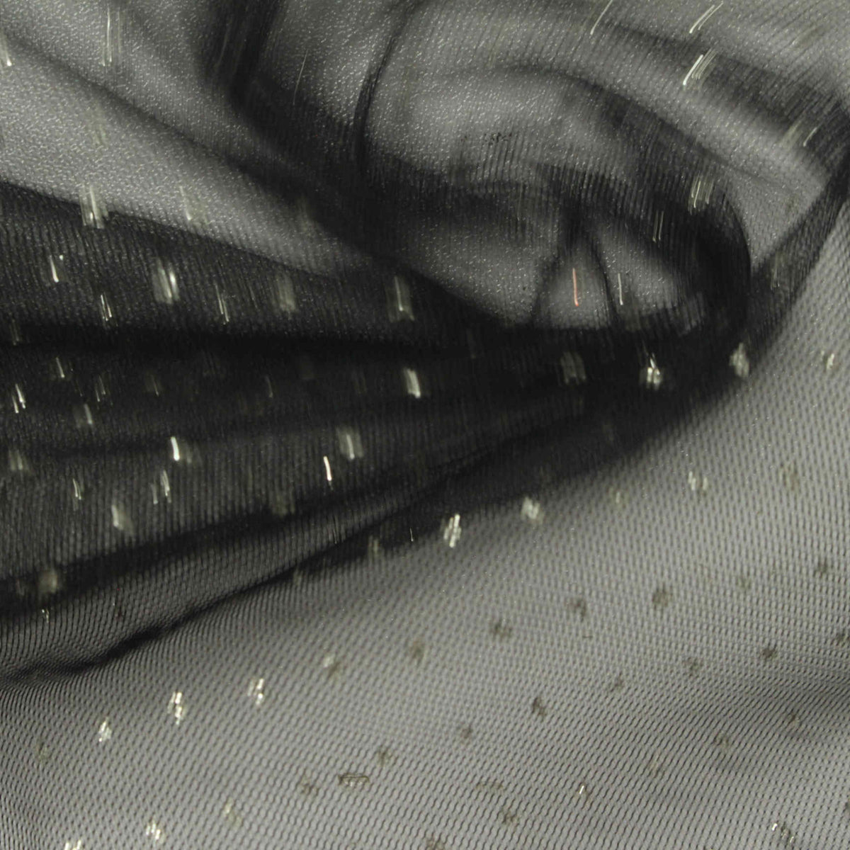 Fine Dotted 100% Polyester Knit Fabric, 40 gsm, 150 cm — Black