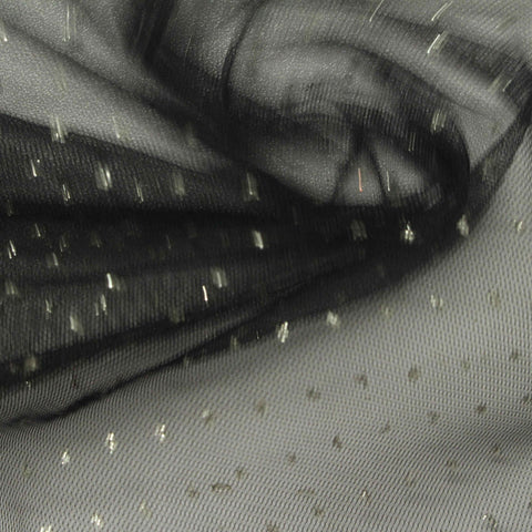 Fine Dotted 100% Polyester Knit Fabric, 40 gsm, 150 cm — Black