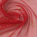 Red Glitter-Star Mesh, Polyester