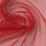 Red Glitter-Star Mesh, Polyester