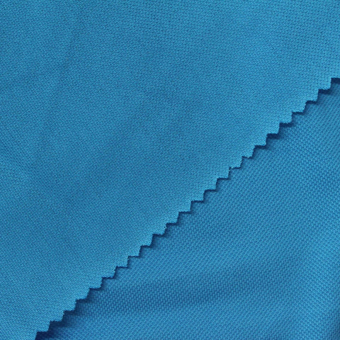 100% Cotton Piqué Knit Fabric, 174 gsm, 177 cm — Blue