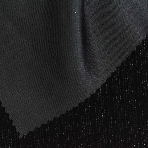 Polyester Metallic Stretch Knit Fabric, 245 gsm, 163 cm — Black