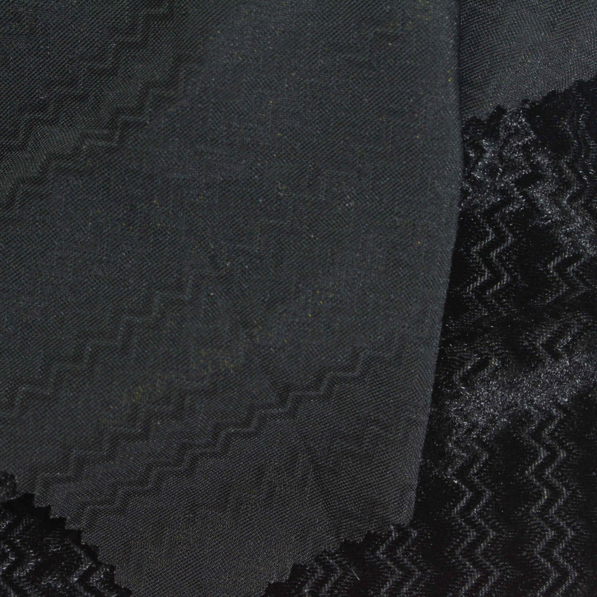 Black Tone-on-Tone Jacquard, Polyester, 220 gsm, 163 cm