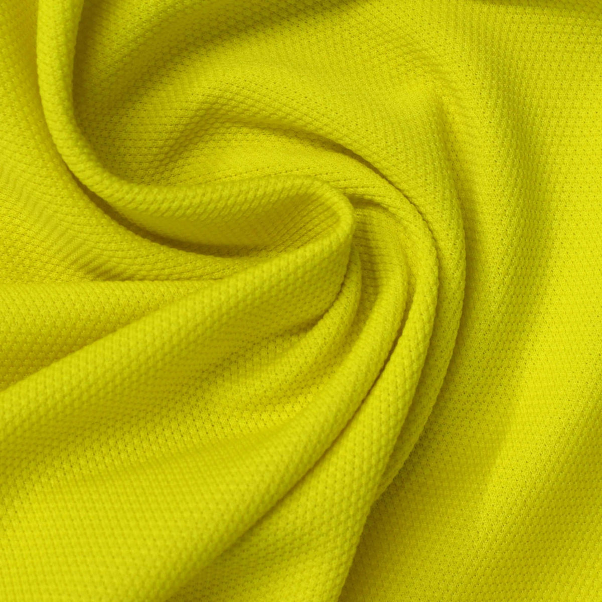 Bright Yellow Grid Waffle Knit, Polyester
