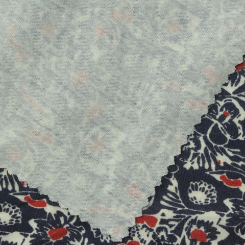 Navy Floral Jersey Knit, Polyester
