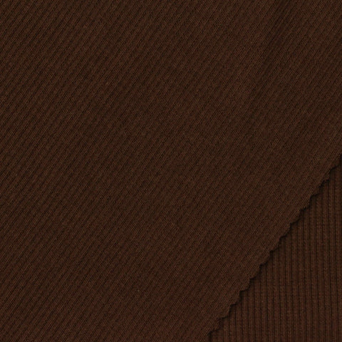Cotton Polyester Stretch Rib Knit Fabric, 420 gsm, 125 cm — Brown