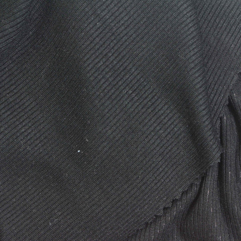 Viscose Stretch Rib Knit Fabric, 270 gsm, 125 cm — Black