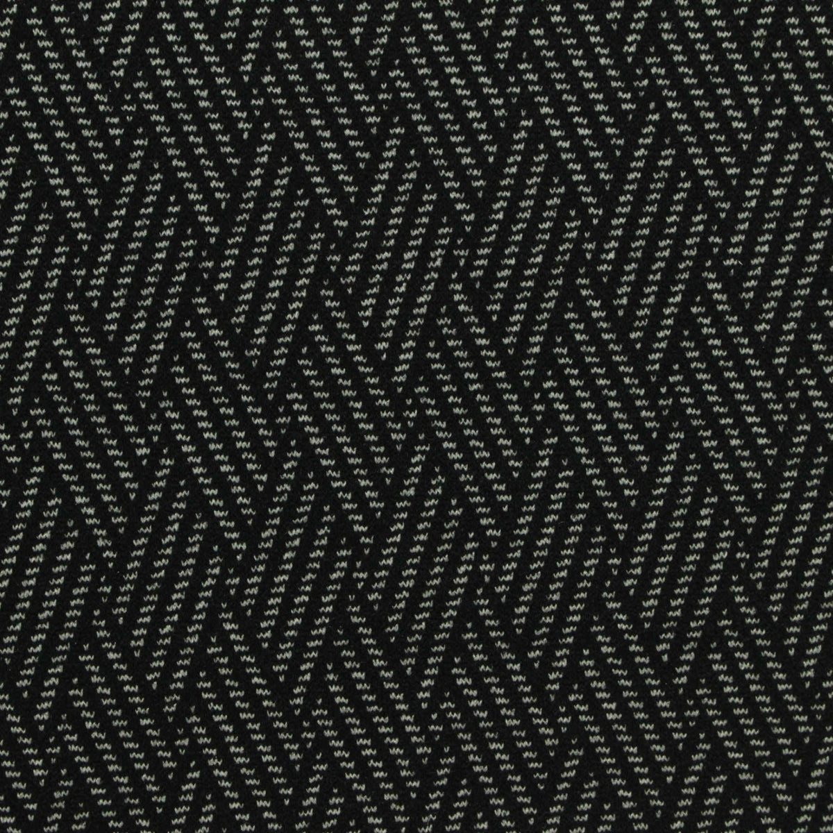 Black Herringbone Interlock Knit, Poly-Viscose, 330 gsm