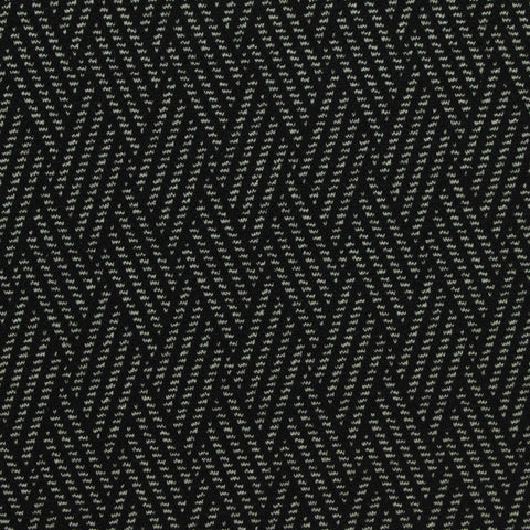 Black Herringbone Interlock Knit, Poly-Viscose, 330 gsm