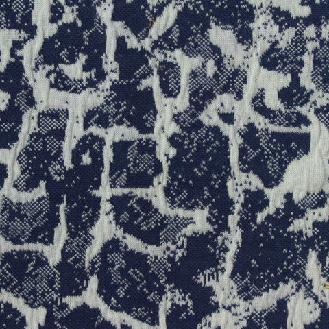 Jacquard Polyester Viscose Stretch Knit Fabric, 350 gsm, 155 cm — Navy