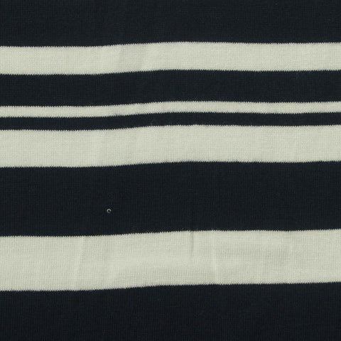 Dark Blue Horizontal-Stripe Jersey Knit, Viscose, 180 gsm
