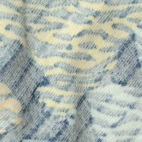 Blue Abstract Rib Knit, Polyester, 180 gsm