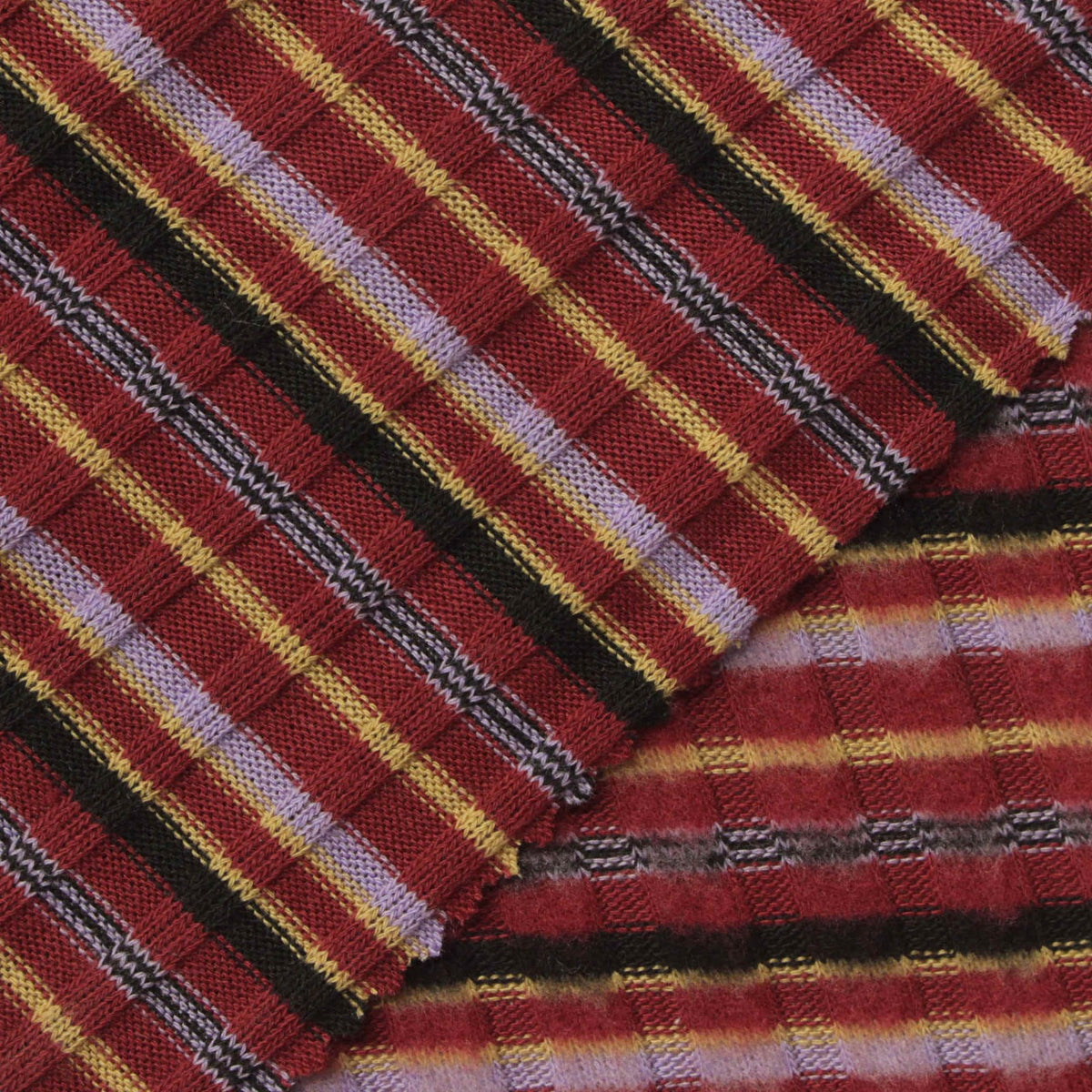 Red Plaid Rib Knit, Polyester