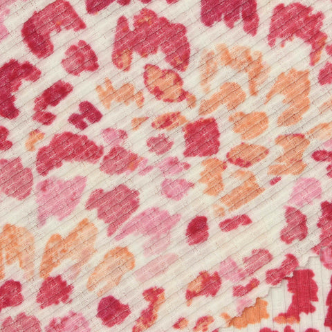 Pink Leopard Rib Knit, Polyester