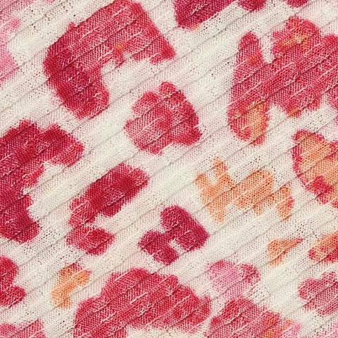 Pink Leopard Rib Knit, Polyester