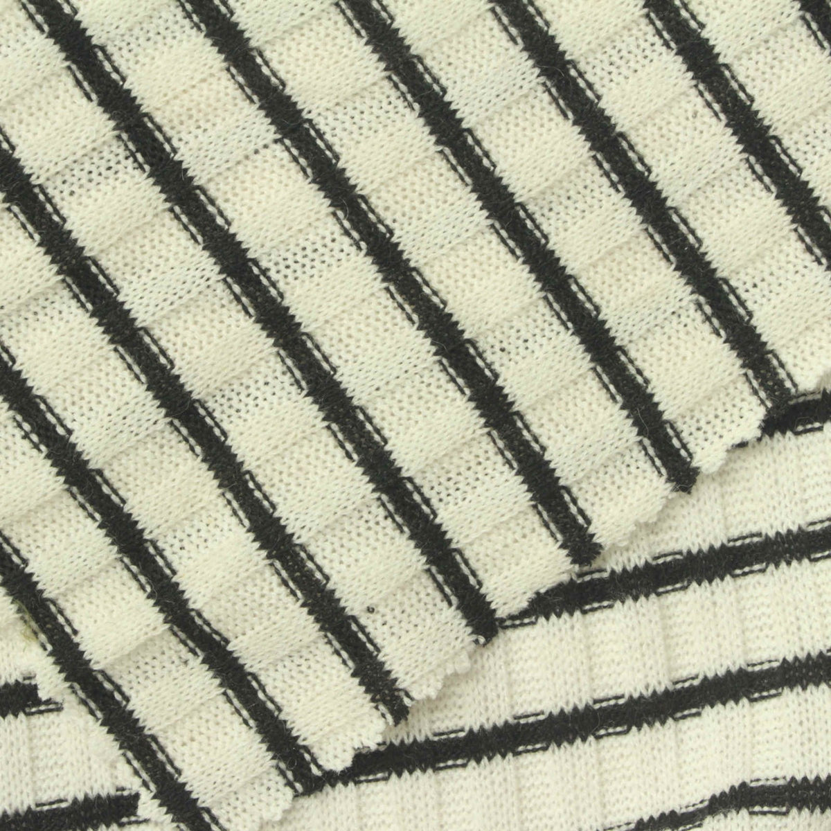 Black Diagonal-Stripe Rib Knit, Poly-Viscose