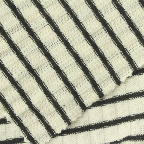 Black Diagonal-Stripe Rib Knit, Poly-Viscose