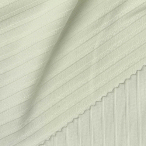 Polyester Stretch Rib Knit Fabric, 200 gsm, 145 cm — White