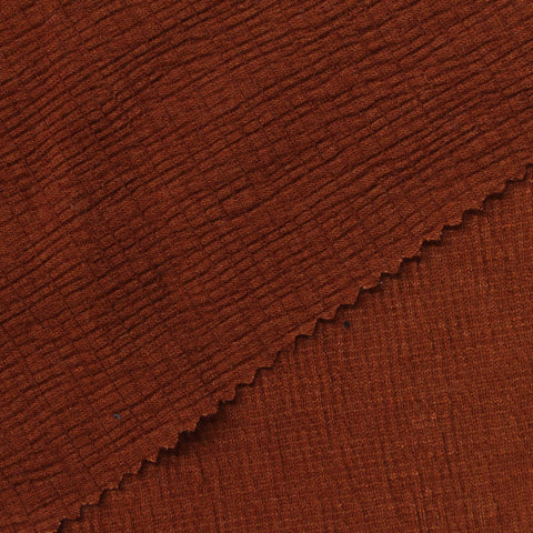 Slub Polyester Viscose Stretch Crepe Fabric, 180 gsm, 140 cm — Brown