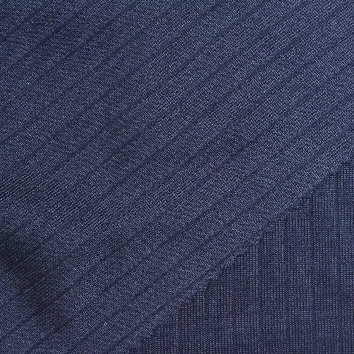 Dark Blue Marl Rib Knit, Polyester, 180 gsm