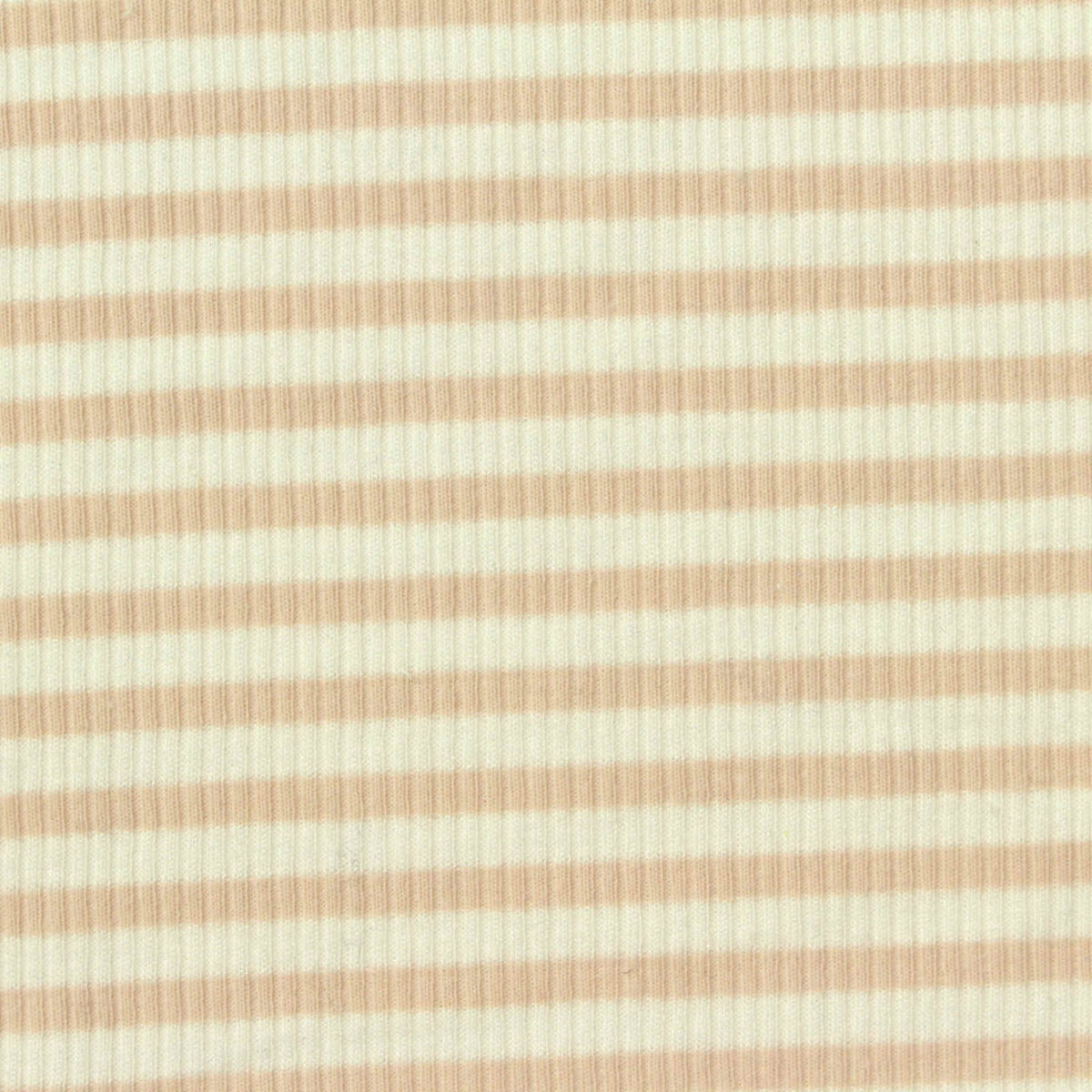Cream Horizontal-Stripe Rib Knit, Poly-Viscose, 240 gsm