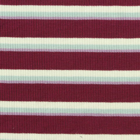 Maroon Horizontal-Stripe Rib Knit, Viscose