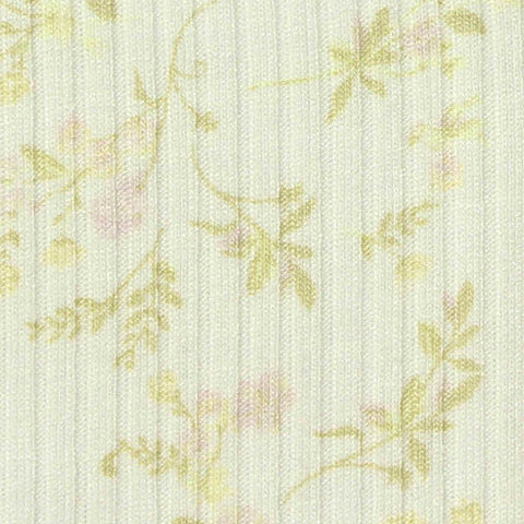 Green Floral Rib Knit, Viscose