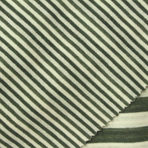 Olive Stripe Interlock Knit, Cotton-Poly