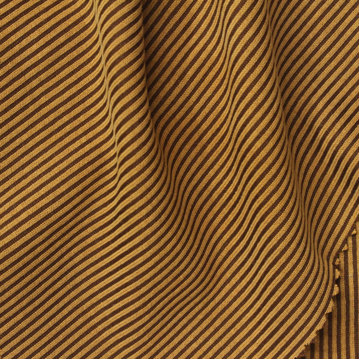 Brown Stripes Rib Knit, Modal-Poly