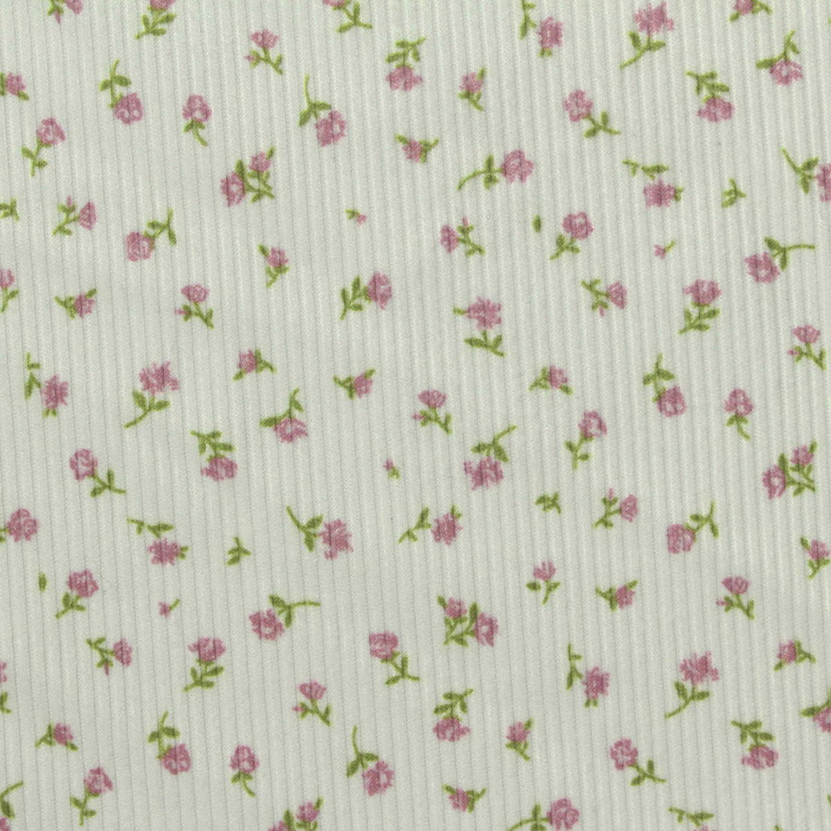 Pink Flowers Rib Knit, Polyester, 210 gsm