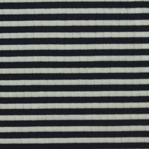 Navy Stripes Jersey Knit, Cotton-Poly