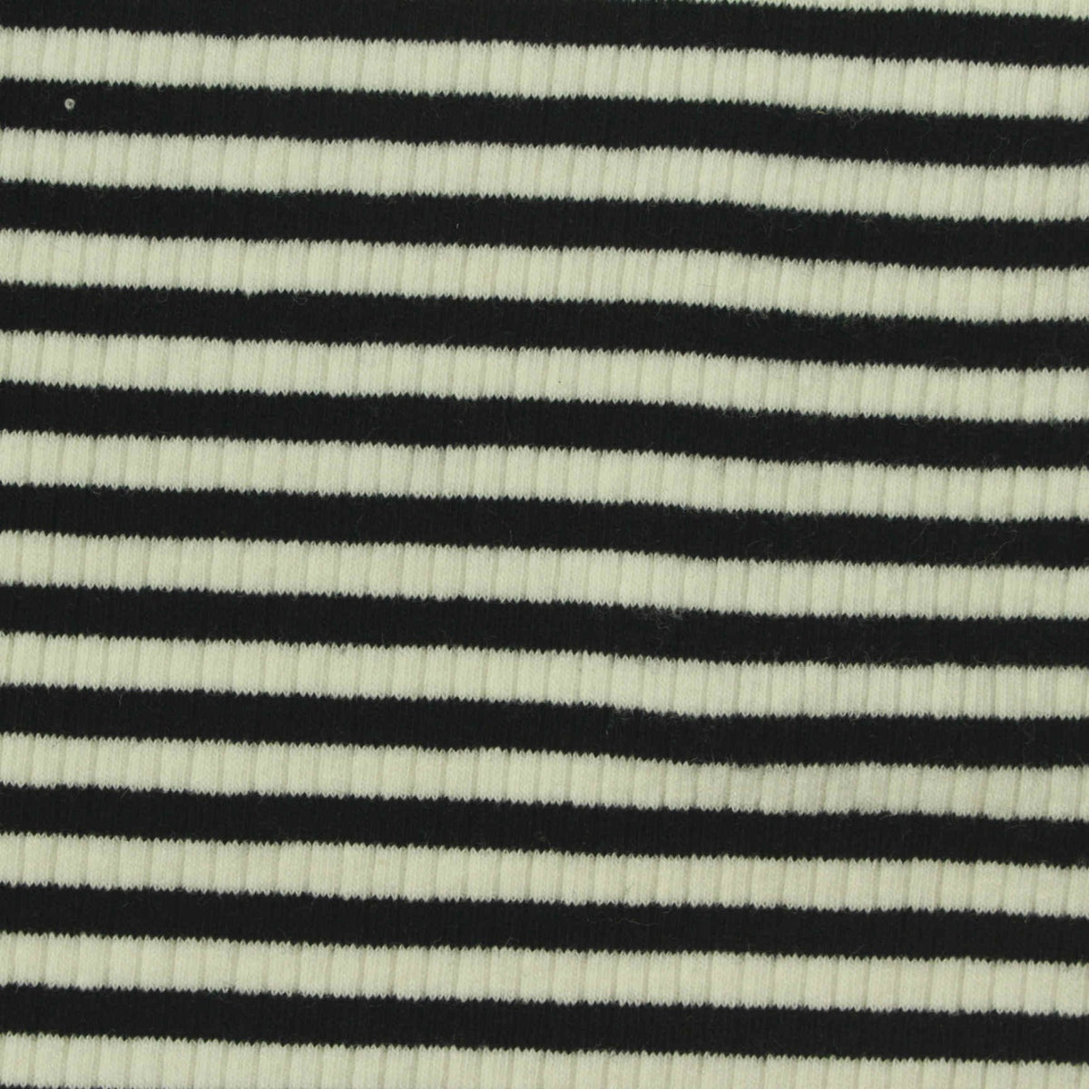 Black Horizontal-Stripe Rib Knit, Cotton, 220 gsm, 130 cm