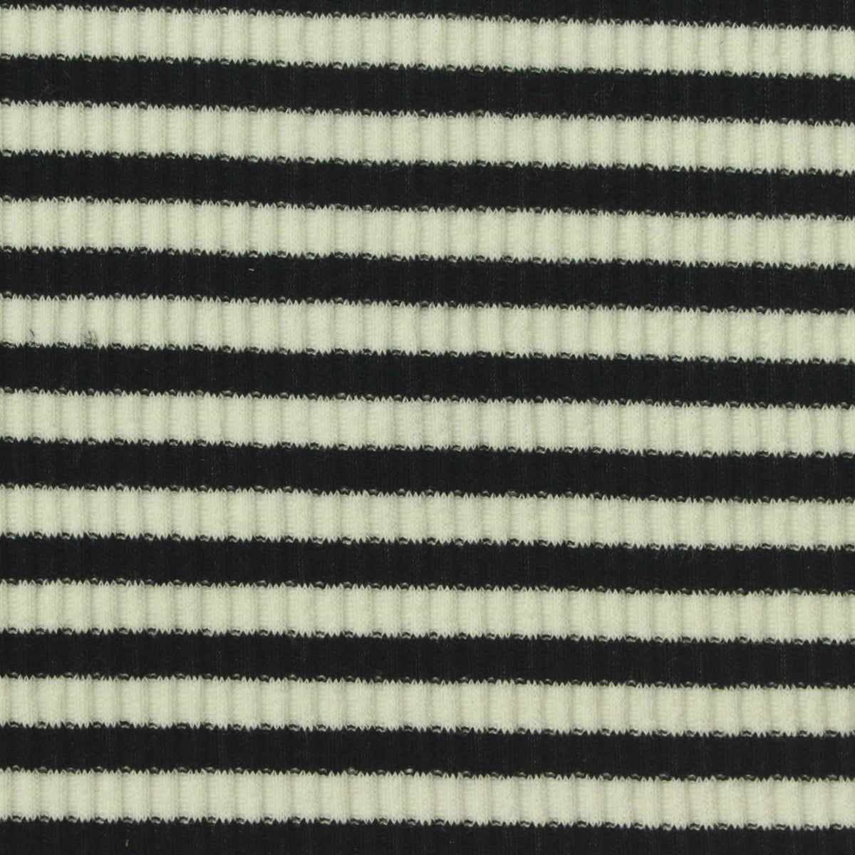 Black Stripes Rib Knit, Cotton