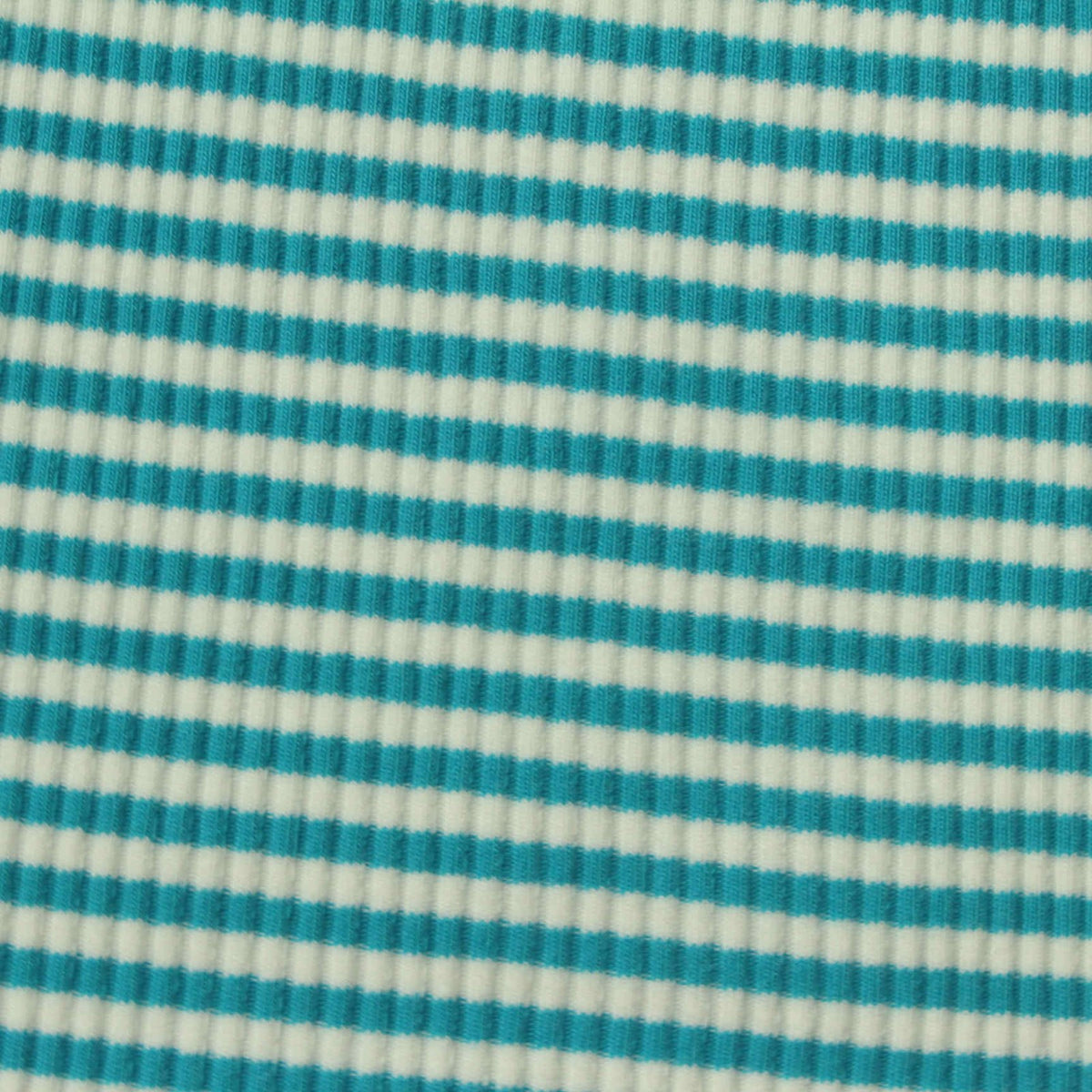 Teal Stripes Rib Knit, Cotton