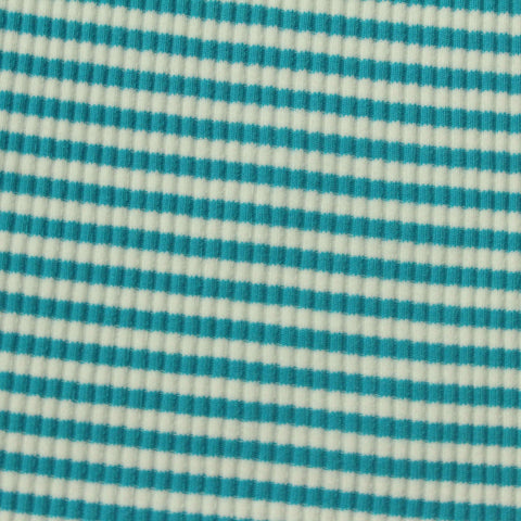 Teal Stripes Rib Knit, Cotton