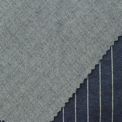 White Vertical-Stripe Ponte Knit, Poly-Viscose, 370 gsm