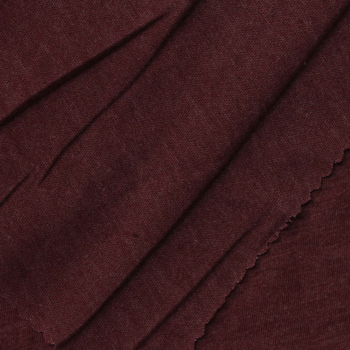 Dark Red Heather Jersey Knit, Cotton-Poly