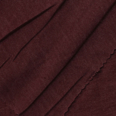 Dark Red Heather Jersey Knit, Cotton-Poly