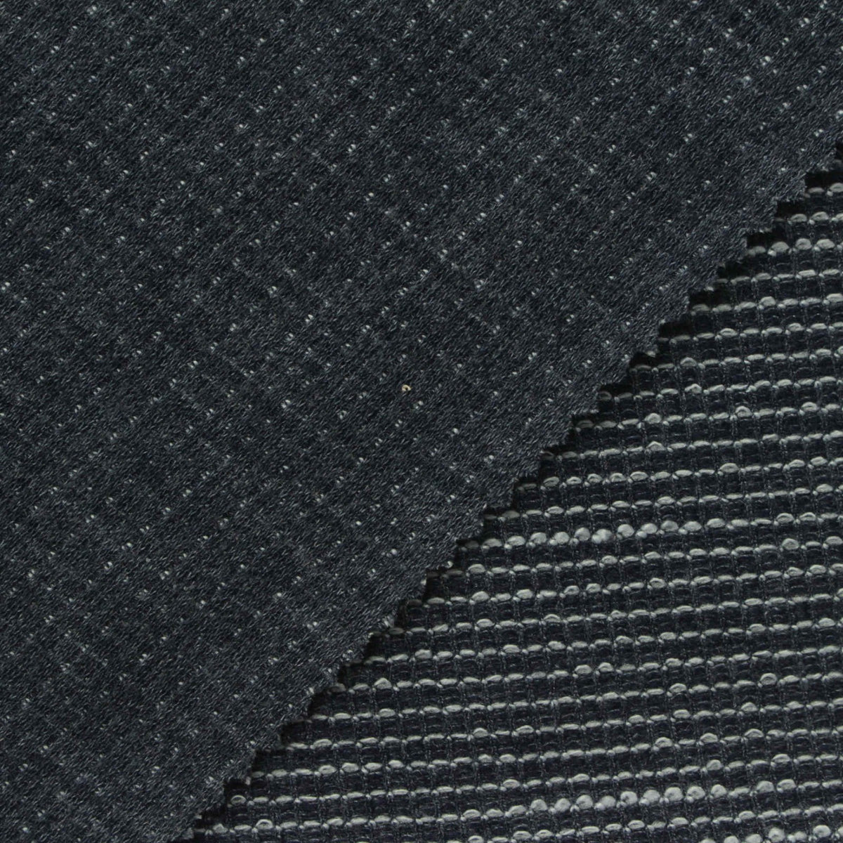 Dark Grey Marl Interlock Knit, Poly-Cotton, 220 gsm