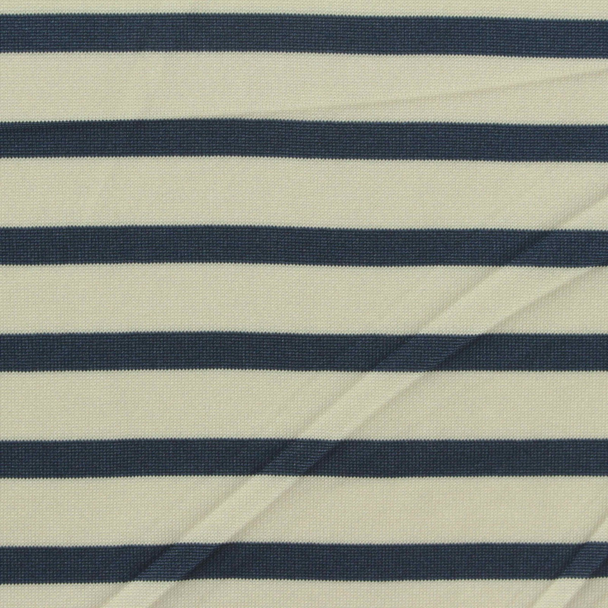 Navy Horizontal-Stripe Jersey Knit, Polyester, 150 gsm